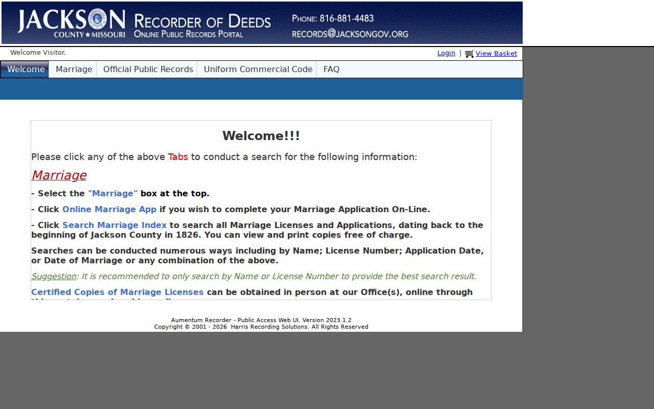 Grandview residents directory Jackson County recorder deed-index portal