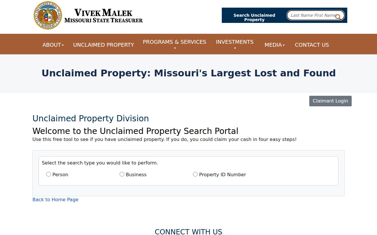 Grandview residents directory Missouri unclaimed-property search